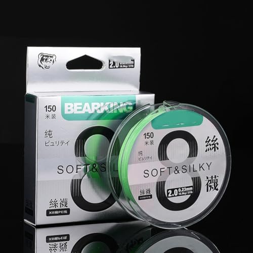 150 m 8 Stränge PE für geflochtene Angelschnur mit hoher Dichte für verbesserte Abriebfestigkeit und schnelle Sinkleistung auf (2,0 Grün) von ZAMETTER