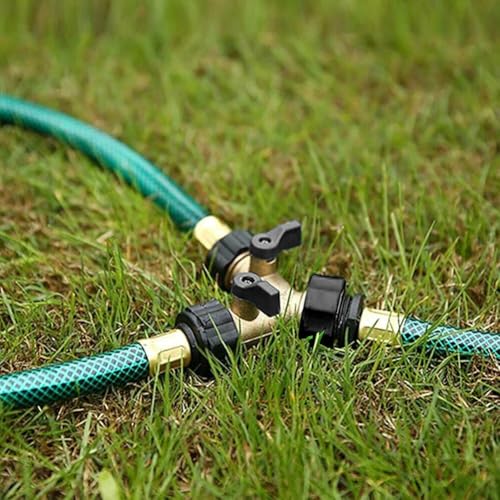 2-Wege-Y-Splitter-Wasserhahn-Adapter aus Messing zum einfachen Anschluss von Gartenschläuchen und Waschmaschinen von ZAMETTER