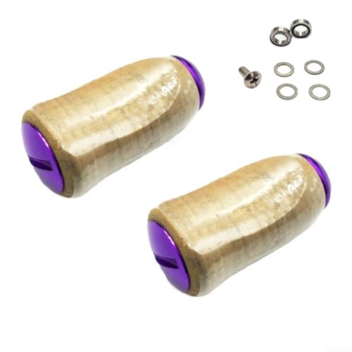 6 g massiver Holz-Angelrollenknauf mit Korkgriff, Futter aus Aluminiumlegierung für DIY-Upgrade-Ersatzteile (2 Stück lila) von ZAMETTER