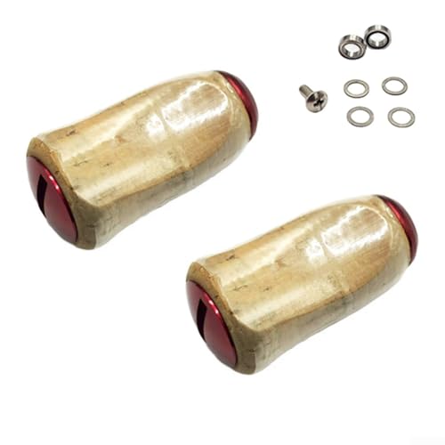 6 g massiver Holz-Angelrollenknauf mit Korkgriff, Futter aus Aluminiumlegierung für DIY-Upgrade-Ersatzteile (2 Stück rot) von ZAMETTER