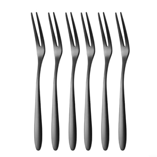 6 x Mini-Picker aus Edelstahl zum Genießen von Obst, Sushi und Desserts (schwarz) von ZAMETTER