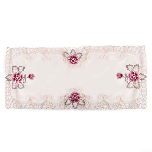 Aesthetic Floral Embroidered Satin Fabric Tablecloth to Update Your Decor Style (Rectangle) von ZAMETTER