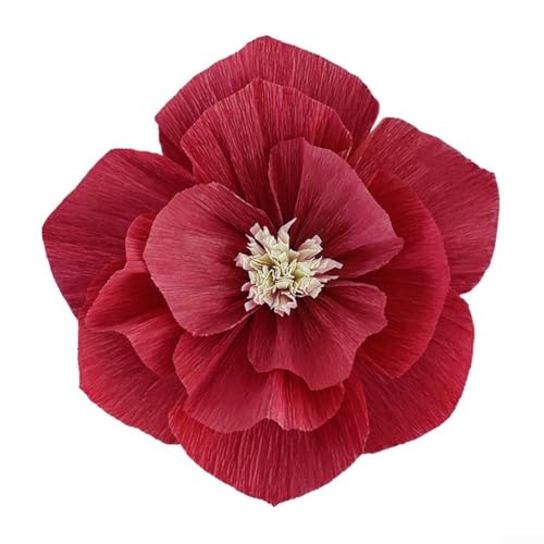 Atemberaubendes 3D-Blumendekor-Set auf einem umwerfend gestalteten Faltenhintergrund für Feiern (20 cm weinrot) von ZAMETTER