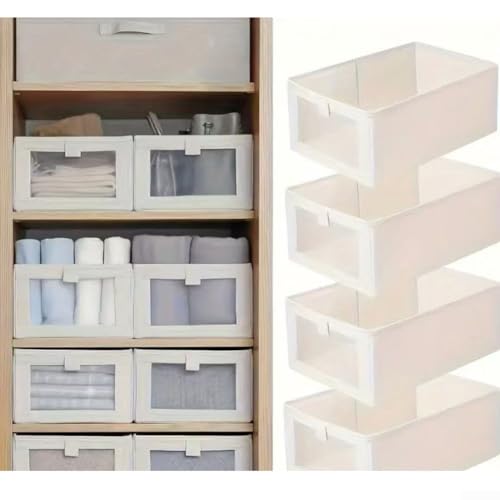 Aufbewahrungsbox mit transparentem Stofffenster, faltbarer und waschbarer Organizer für die Organisation persönlicher Gegenstände im Wohnheim, Büro und Zuhause von ZAMETTER