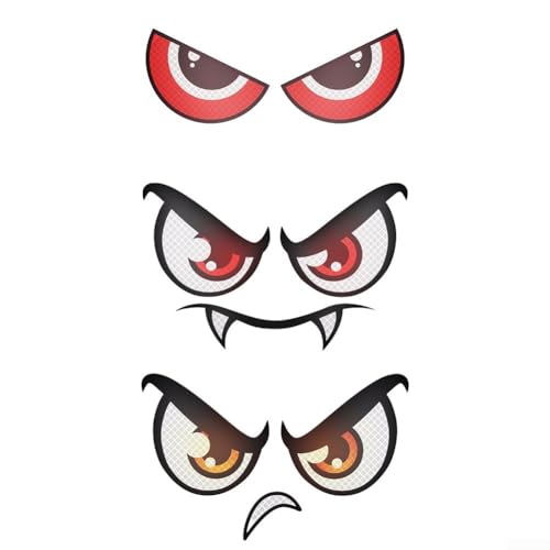 Dekorative Aufkleber für Rasenmäher, lustige und funktionale reflektierende Augen, entweder in einem Set von zwei oder drei für tolle Looks (3 Stück) von ZAMETTER