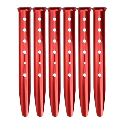 Essential Gear 6 Stück leichte Aluminium-Heringe in U-Form für Camping-Abenteuer (rot) von ZAMETTER