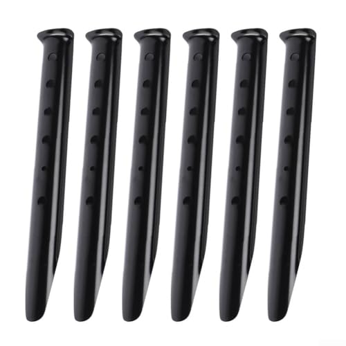 Essential Gear 6 Stück leichte Aluminium-Heringe in U-Form für Camping-Abenteuer (schwarz) von ZAMETTER