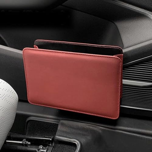 Faltbarer Auto-Mülleimer und Tür-Aufbewahrungsbox mit Rückenlehne, Hängeorganizer, PU-Leder, Fahrzeuginnenaufbewahrung (burgunderrot) von ZAMETTER