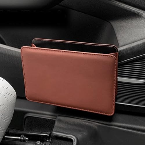 Faltbarer Auto-Mülleimer und Tür-Aufbewahrungsbox mit Rückenlehnen-Hänge-Organizer, PU-Leder-Fahrzeug-Innenaufbewahrung (Sattelbraun) von ZAMETTER