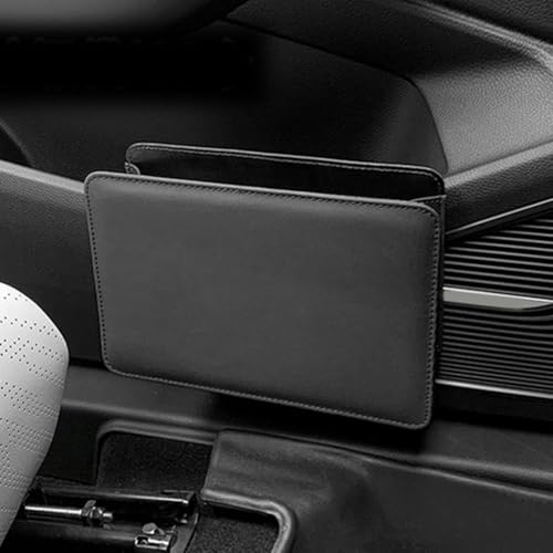 Faltbarer Auto-Mülleimer und Tür-Aufbewahrungsbox mit Sitzrücken-Hänge-Organizer, PU-Leder Fahrzeuginnenaufbewahrung (schwarz) von ZAMETTER
