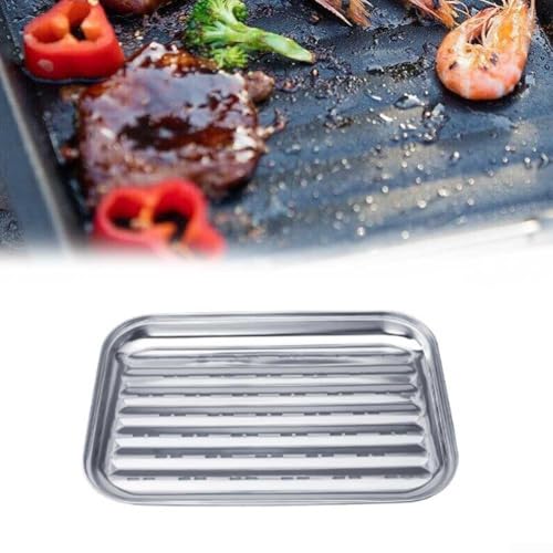 Grillschale aus Edelstahl, 34 x 24 cm, perfekt für Gas- und Holzkohle-Kochen (2 Stück) von ZAMETTER