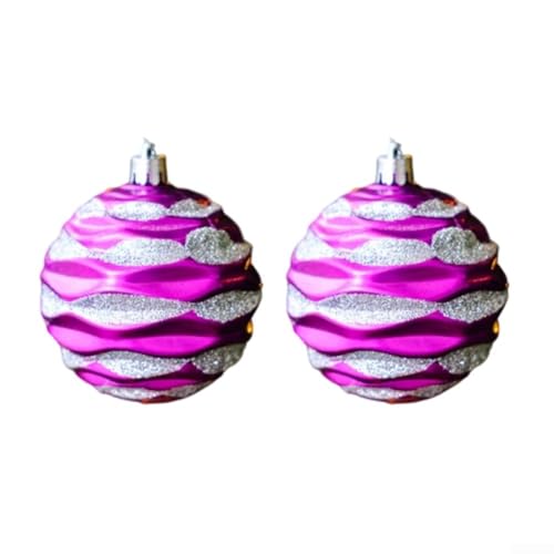 Großes Weihnachtskugel-Set mit 8 cm Durchmesser, mit je 2 Stück für Baumschmuck, aus leichtem Kunststoff für festliche Atmosphäre (lila) von ZAMETTER