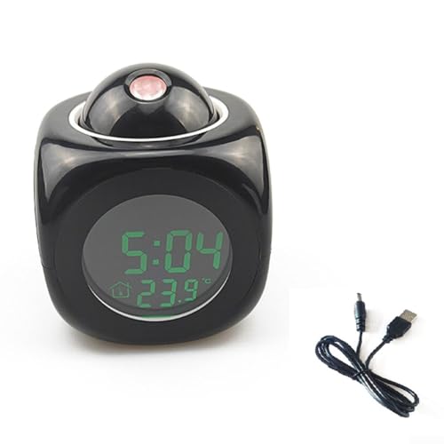 Intelligenter Projektionswecker mit flexiblem Schwung und intelligenter Sprachtemperaturansage (schwarz + USB) von ZAMETTER