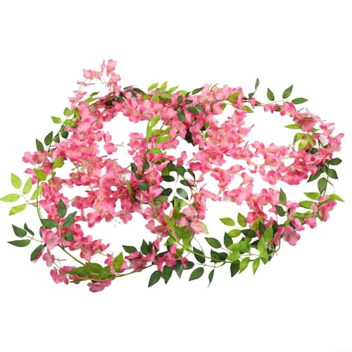 Künstliche Glyzinien-Blumenranken, 2 Stück für elegante Hochzeits- und Heimdekoration, mit einem lebensechten Design und einfacher Präsentation für atemberaubende Arrangements (dunkelrosa) von ZAMETTER