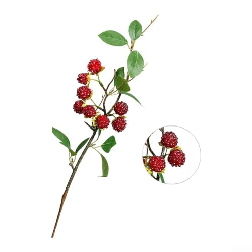 Künstliche Rubus Corchorifolius Beerenstiele 36 cm rote Beeren Zweige Kunstpflanze Zuhause Hochzeitsdekoration Fotografie Requisiten Indoor Floral Display Tisch Mittelstück Arrangement (dunkelrot) von ZAMETTER