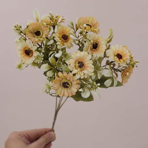 Künstlicher Gänseblümchen-Blumenstrauß, Seidenstoff, Blumen für Heimdekoration, Hochzeit, Party, Büro, Tischdekoration, wartungsfreies Blumenarrangement (gelb) von ZAMETTER