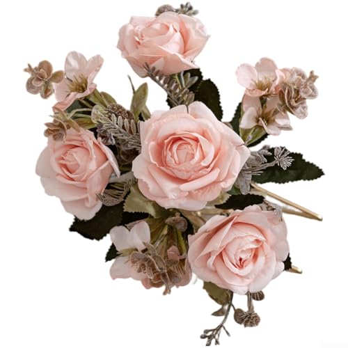 Künstlicher Rosenstrauß mit lebensechten Stoffblumen für Hochzeiten, Brautarrangements, Heimdekoration, Party-Mittelstücke und Fotografie-Requisiten, langlebige künstliche Blumendekoration für den von ZAMETTER