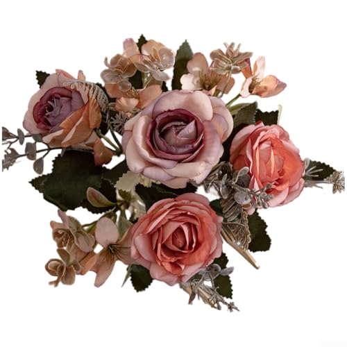 Künstlicher Rosenstrauß mit lebensechten Stoffblumen für Hochzeits-Brautarrangements, Heimdekoration, Party-Mittelstücke und Fotografie-Requisiten, langlebige künstliche Blumendekoration für den Künstlicher Rosenstrauß mit lebensechten Stoffblumen für Hochzeits-Brautarrangements, Heimdekoration, Party-Mittelstücke und Fotografie-Requisiten, langlebige künstliche Blumendekoration für den von ZAMETTER