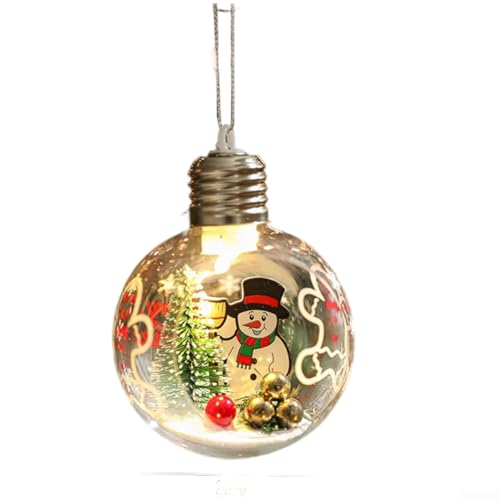 LED-Hänge-Ornament, transparente Kunststoffkugel mit Weihnachtsmann- oder Rentier-Design, batteriebetrieben, beleuchtete Dekoration für Baum, Urlaubsparty, saisonale Heimdekoration, 11 cm (C) von ZAMETTER