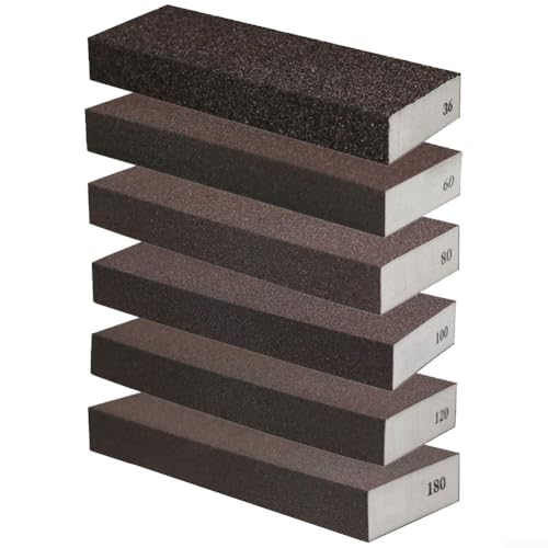 Schleifschwammblock mit 6 Körnungen für Nass- und Trockenbau mit Wasserspeicherfähigkeit zur Verbesserung der Effizienz auf Holz, Metall, Farbe, Kunststoff und Trockenbaumaterialien (Körnung 180) von ZAMETTER