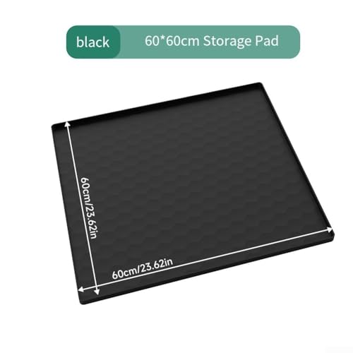 Silikon-Badezimmermatte mit erhöhtem Rand für Nachttisch, Toilettenstuhl, Bodenschutz, rutschfest, wasserdicht, Abtropfmatte, mehrere Größen, Schwarz / Grau, Pflegeunterstützung, 60 x 50 cm (60 x 60 von ZAMETTER