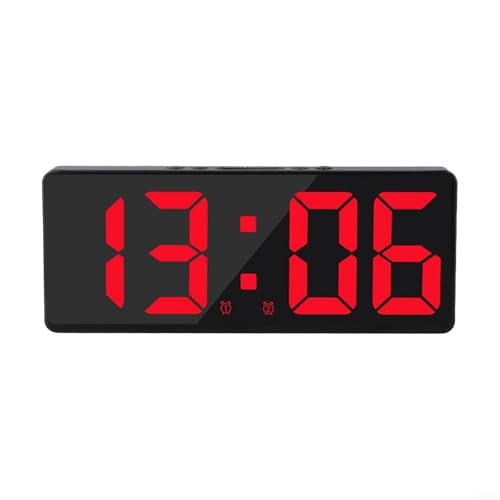 Sprachaktivierte Spiegel-Digitaluhr mit Temperaturanzeige und Schlummerfunktion für mühelose Zeitmessung (rot) von ZAMETTER