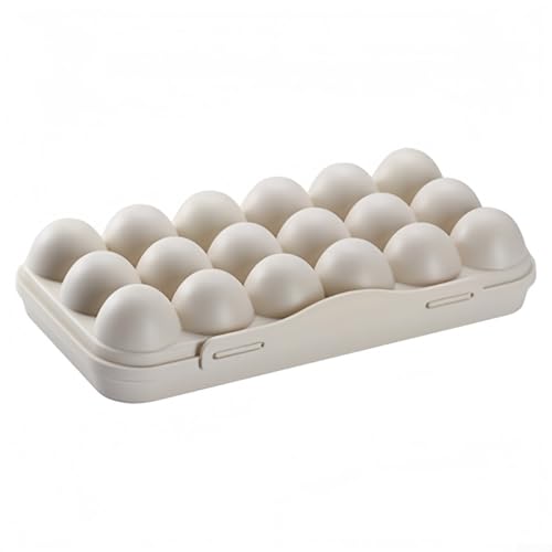 Tragbare Eier-Aufbewahrungsbox aus Kunststoff mit 18 Schlitzen, Schutzhülle für sicheres Halten von Eiern auf Ausflügen und Aktivitäten im Freien (18 Fächer, beige) von ZAMETTER