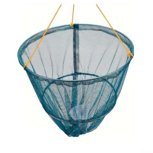 Tragbares Krabben-Tropfennetz mit Ködertasche und Seilschnurgriff, schweres Eisen, gewichteter Boden, Spüle, Stahldraht und Nylonkonstruktion, geeignet für Krebse und kleine Fische (grün) von ZAMETTER