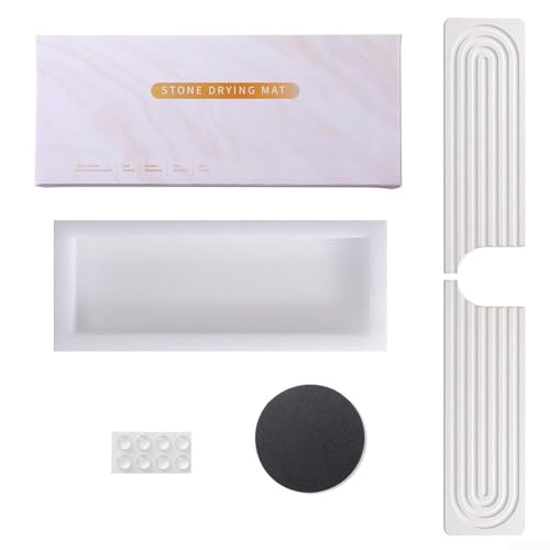 U-förmige Wasserhahn-Tropfmatte, 40 x 10 cm, Diatomaceou-Wasserhahn-Pad für Küchenspüle oder Badezimmer-Arbeitsplatte, wasserabsorbierender Spülbeckenschutz, inklusive 2 Matten, Schleifpapier und U-förmige Wasserhahn-Tropfmatte, 40 x 10 cm, Diatomaceou-Wasserhahn-Pad für Küchenspüle oder Badezimmer-Arbeitsplatte, wasserabsorbierender Spülbeckenschutz, inklusive 2 Matten, Schleifpapier und von ZAMETTER