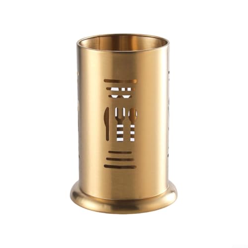 Utensilien-Organizer für die Arbeitsplatte, elegantes Edelstahlgestell für Gabeln, Löffel und Essstäbchen (Gold C) von ZAMETTER