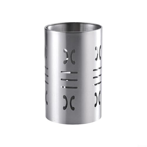 Utensilien-Organizer für die Arbeitsplatte, elegantes Edelstahlgestell für Gabeln, Löffel und Essstäbchen (Silber B) von ZAMETTER