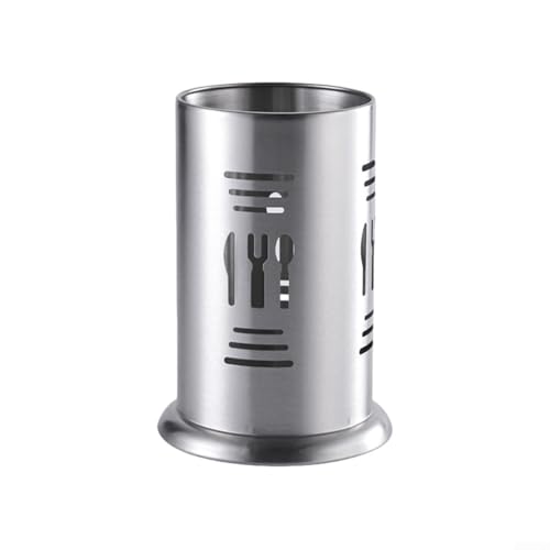 Utensilien-Organizer für die Arbeitsplatte, elegantes Edelstahlgestell für Gabeln, Löffel und Essstäbchen (Silber C) von ZAMETTER