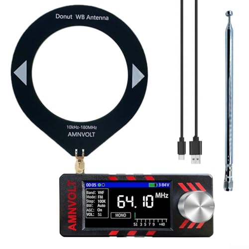 Verbesserter Mini SI4732 Full-Bank-Radioempfänger mit integrierter Hi-Z-Schaltung, 4,8 cm IPS-Bildschirm, FM AM LSB, USB-Modus, 800 mA Akku, Teleskopantenne, Schwarz (schwarz) von ZAMETTER