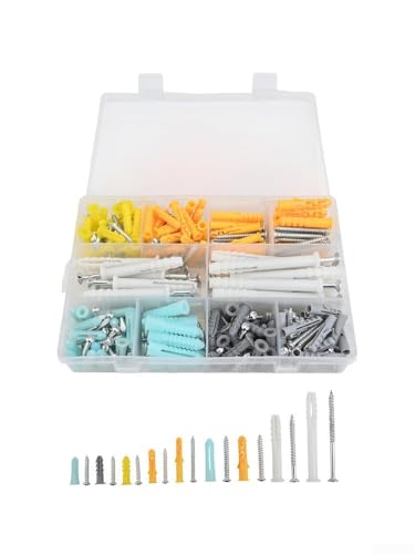 Wanddübel und selbstschneidende Schrauben-Set, 300-teilig, für Trockenbau, verschiedene Größen und organisierte Aufbewahrungsbox für einfache Handhabung von ZAMETTER