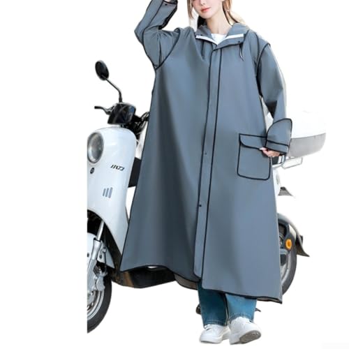 Wasserdichter Outdoor-Regenmantel mit Rucksackschlitz und reflektierenden Streifen, PVC-beschichtetes Gewebe, Doppel-Kapuzen-Design, verlängerte Beinabdeckung, Armstulpen für Radfahren (13) von ZAMETTER