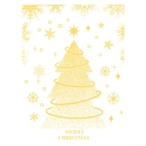 Weihnachten Golden Weihnachtsbaum Glas Fensteraufkleber Elektrostatische Adsorption Urlaub Home Dekoration PVC Festliche Dekor Wiederverwendbare Repositionierbare Aufkleber von ZAMETTER