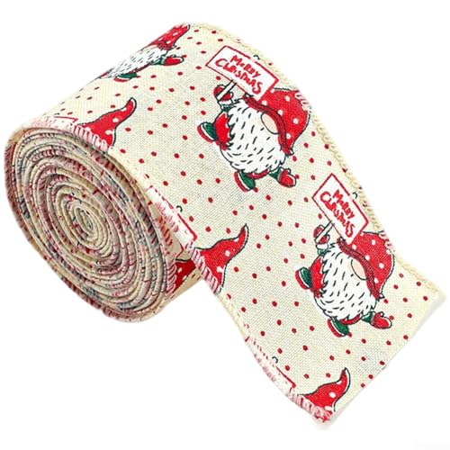 Weihnachtsband 6,3 cm x 2 m mit Weihnachtsmann-Muster, Leinenstoff, dekoratives Geschenkband für Boxen, Baum- und Kranzdekorationen, einfach zu bindende Schleife Stil für festliche Weihnachtsband 6,3 cm x 2 m mit Weihnachtsmann-Muster, Leinenstoff, dekoratives Geschenkband für Boxen, Baum- und Kranzdekorationen, einfach zu bindende Schleife Stil für festliche von ZAMETTER