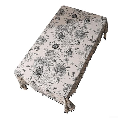 ZAMETTER Baumwoll-Leinen-Tischdecke, verdicktes Polycotton, wasserdicht, hitzebeständig, rechteckig, Tischdecken, abwischbare Tischdecke, Esstischabdeckung, Tischschutz, Leinen, Esstischabdeckung (150 von ZAMETTER