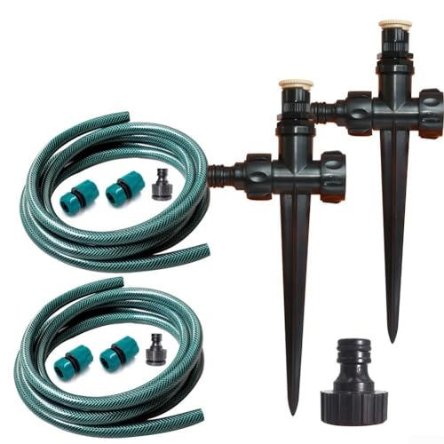 ZAMETTER Bewässerungssystem Kit Einstellbare Bewässerungsausrüstung Wassersprinklersystem Schlauch 360 Grad Automatisches Gartenbewässerungssystem Gewächshaus Tropfbewässerung Kit für Blumenbeete von ZAMETTER