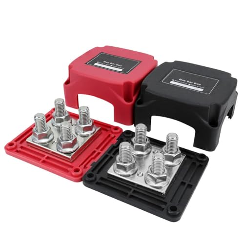 ZAMETTER Busbar Marine Distribution Board 400A Marine Sammelschiene Verteilerplatte M10 Terminal Block Board 12V-48V DC Kupfer Edelstahl Konstruktion RV Boot LKW Batterie Power System (rot + schwarz) von ZAMETTER