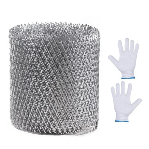 ZAMETTER Dachrinnenschutz, Aluminium, Dachrinnenschutz, erweiterbar, Laubschutz, Displayschutz, Metallschutz, Netz, Rolle, Laubsieb mit Handschuhen für Zuhause, Dachrinne (15 cm x 6 m) von ZAMETTER
