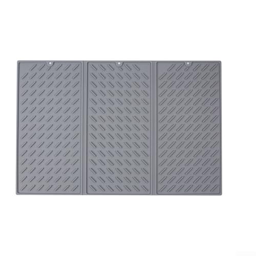 ZAMETTER Dreifach gefaltete Abtropfmatte, faltbar, Silikon, dreifach gefaltet, 40 x 61 cm, rutschfest, übergroße Küchentheke, Abtropfmatte, hitzebeständig, Platzset für Geschirr, Töpfe (grau) von ZAMETTER