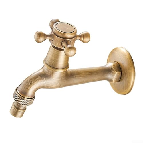 ZAMETTER Einhandgriff Vintage Wandmontage Waschmaschine Wasserhahn Hebel Griff Waschmaschine Wasserhahn Wandmontage Vintage Massiv Messing Wasserhahn Wasserhahn Einhebel Armaturen (L) von ZAMETTER