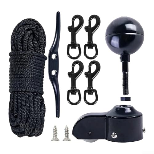 ZAMETTER Flaggenmast Reparaturteile Kits Flaggen Stangen Hardware Teil Reparaturset Schwarz beschichtet Runde Hand Winken Flaggen Stangen Kappe Outdoor Fahnenmast Zubehör Kit Hardware Reparaturteile von ZAMETTER
