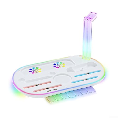 ZAMETTER Ladestation für Nintendo Switches 2 Konsole mit integriertem Lüfter, 7 Kartenspeicher, Controller-Organizer, Dock, 9 RGB-Lichtmodi, ABS-Material, Gaming-Zubehör, Ständer (weiß) von ZAMETTER