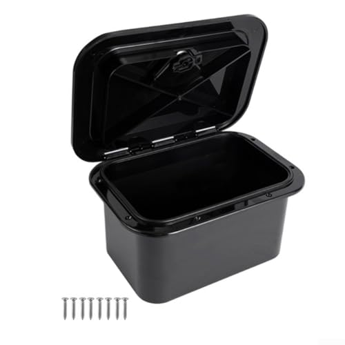 ZAMETTER Marine Deck Aufbewahrungsbox 37,5 x 27 x 17,5 cm Leichter Angelgerätebehälter Wasserdichtes ABS-Material Bootsluke Abdeckung Aufbewahrungsbox für Marineschiffe Yachten (Schwarz) von ZAMETTER