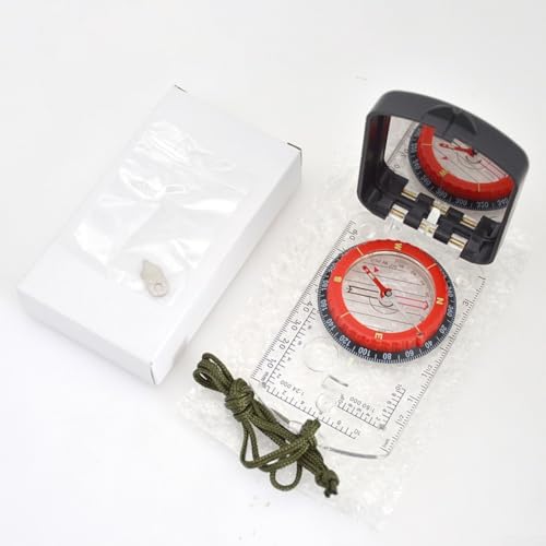 ZAMETTER Militarys Co-mpass Wasserdichte Outdoor-Navigation C-ompass Professionelle Militär Navigation Compass mit LED-Licht Spiegel Richtungsmesser Skala Gradiometer (Schwarz ohne Lampe) von ZAMETTER