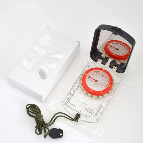 ZAMETTER Militarys Co-mpass Wasserdichte Outdoor-Navigation C-ompass Professionelle Militär Navigation Compass mit LED-Licht Spiegel Richtungsmesser Skala Gradiometer (weiß leuchtend mit Lampe) von ZAMETTER