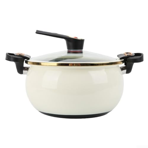 ZAMETTER Mini-Schnellkochtopf, 8 l, emaillierter Schnellkochtopf, multifunktional, rund, professioneller Eintopf mit Glasdeckel für Suppe, Eintopf, Küche (Silberweiß) von ZAMETTER