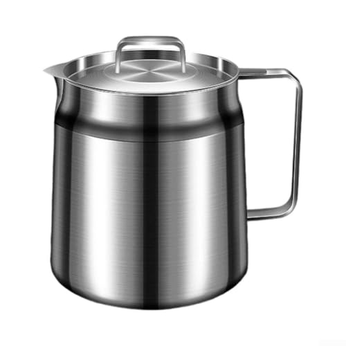 ZAMETTER Ölfilterbehälter, Edelstahl-Ölbehälter mit feinmaschigem Sieb, 1,5 l, Fettaufbewahrungstopf, antihaftbeschichtet, Küchenfilterbehälter, Speiseölaufbewahrung, hält Töpfe (2,0 l) von ZAMETTER